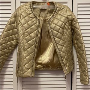 Faux leather girls gold jacket